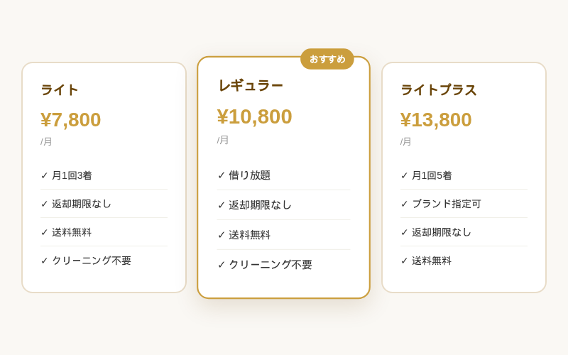 airClosetの価格比較