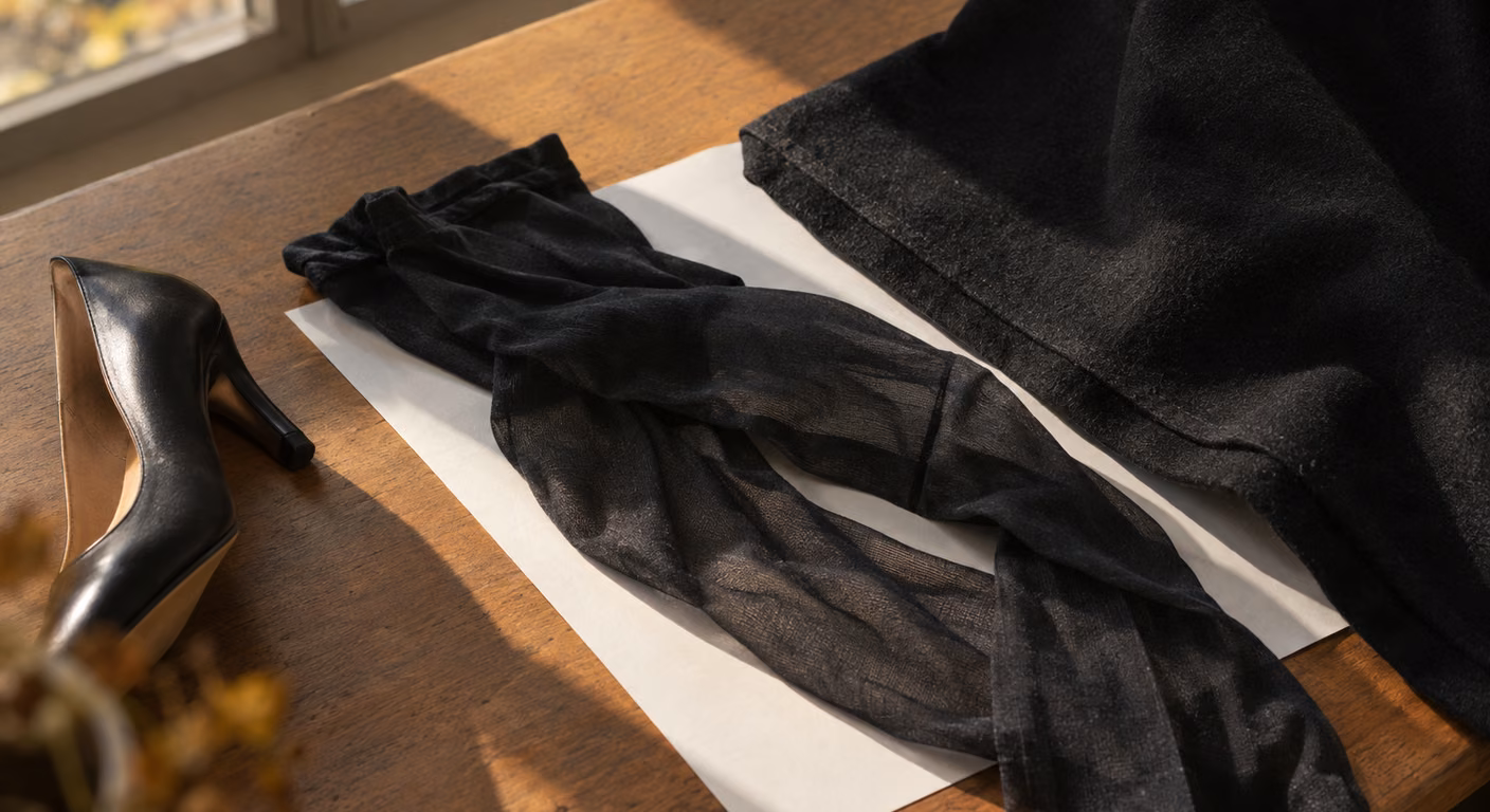 40デニール黒の失敗｜グレーに浮く・膝が白い・服とずれるを直す