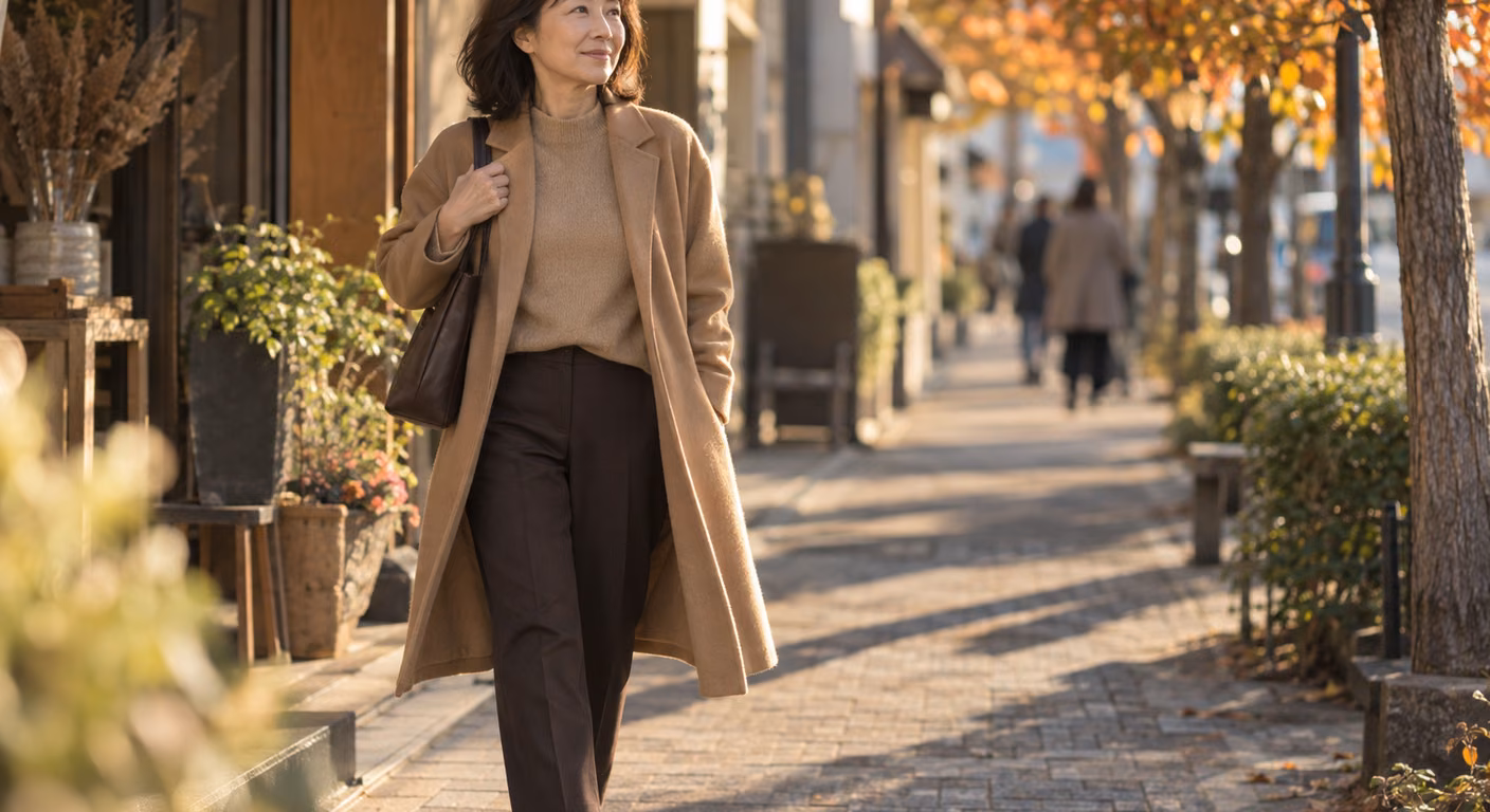 50代・150cmの秋冬ファッション|重ね着が増える月の丈の段差