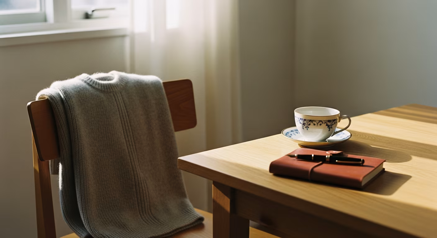 柔らかい光のリビング、家族の集まりを思わせる落ち着いた装い