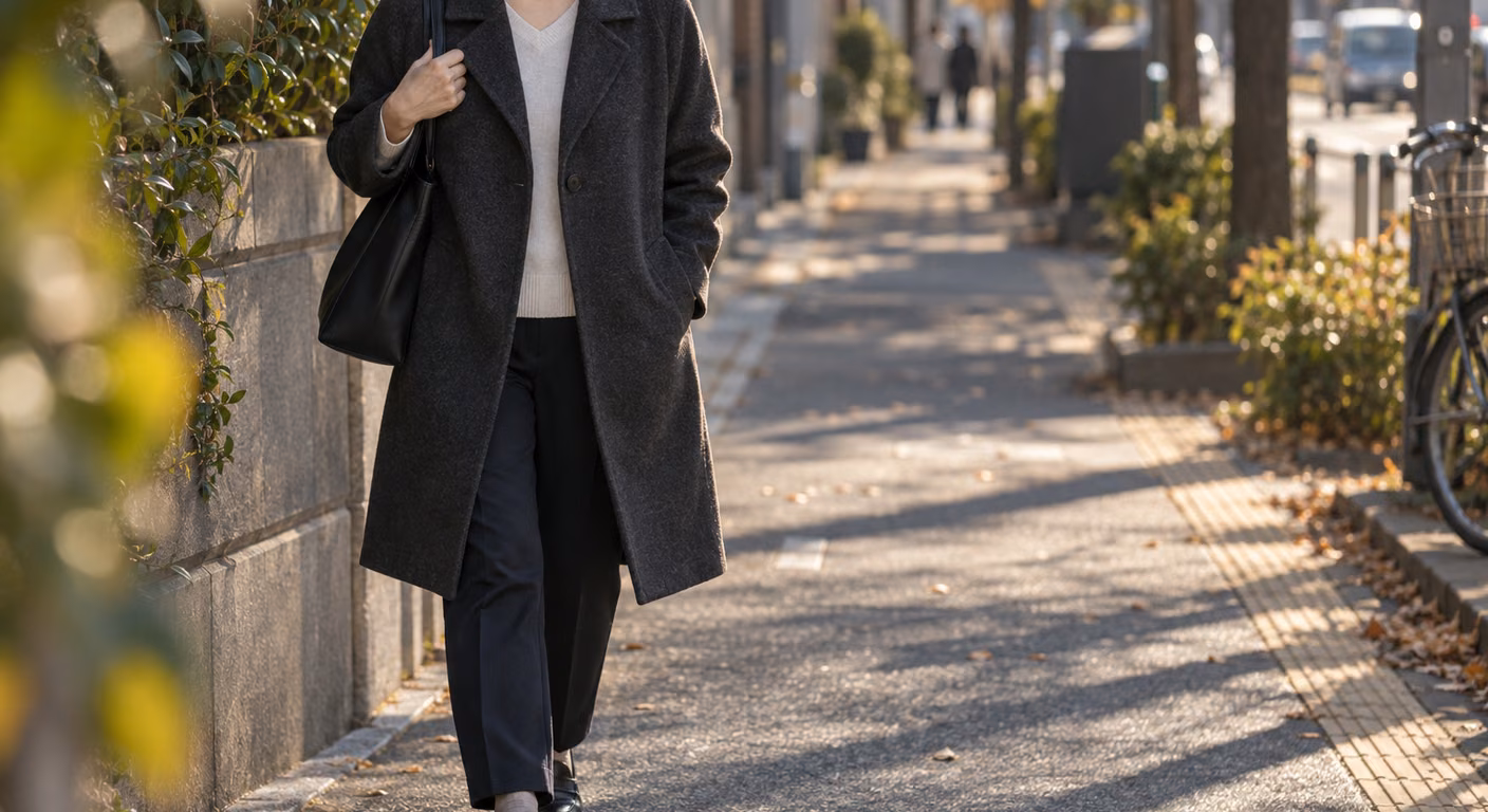 50代 ファッション 秋冬｜暗い色ばかりの日は明るい色の置き場で直す