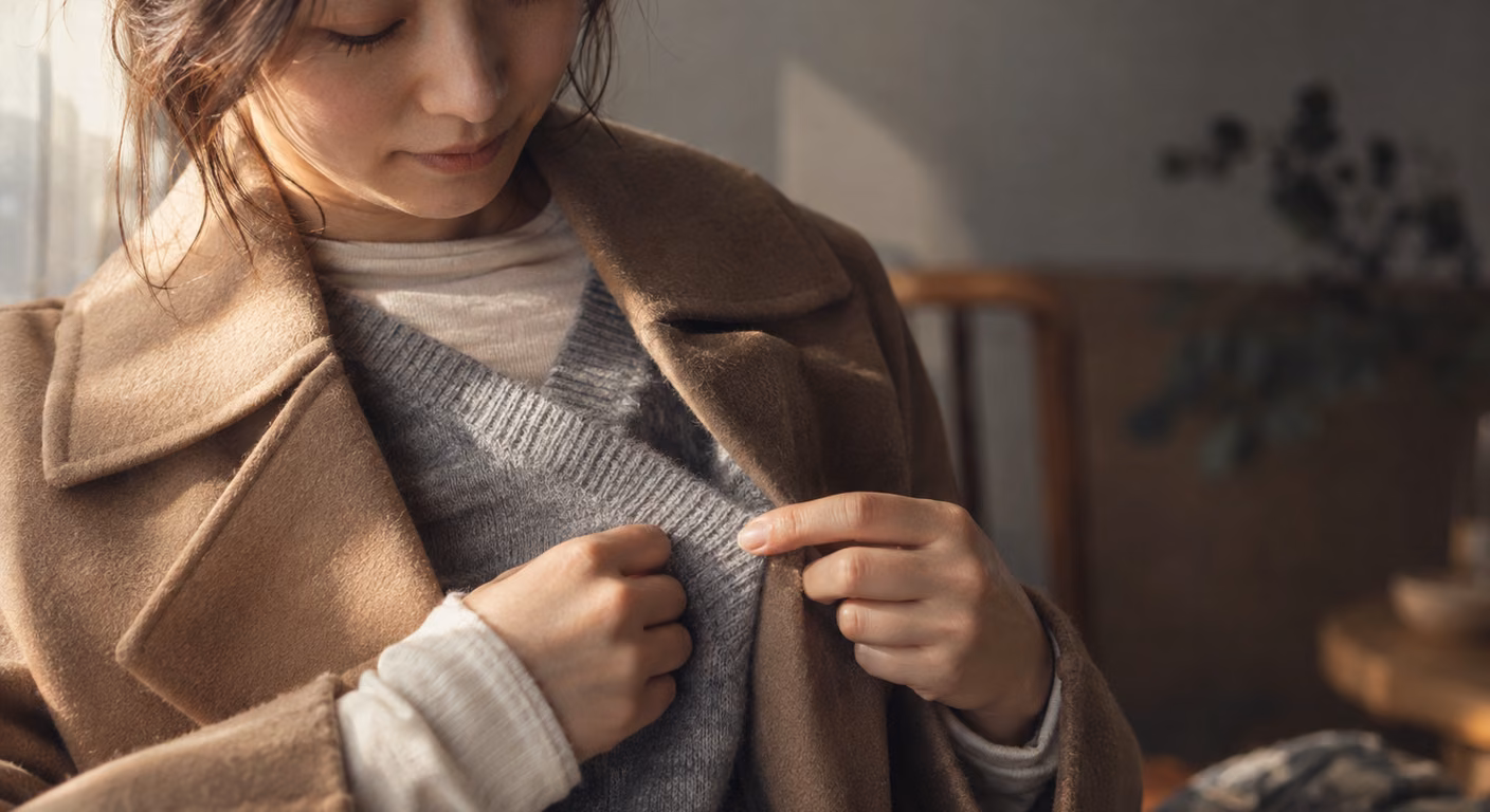 垢抜けする方法|冬の野暮ったさは厚みか色数か、鏡の前で分ける