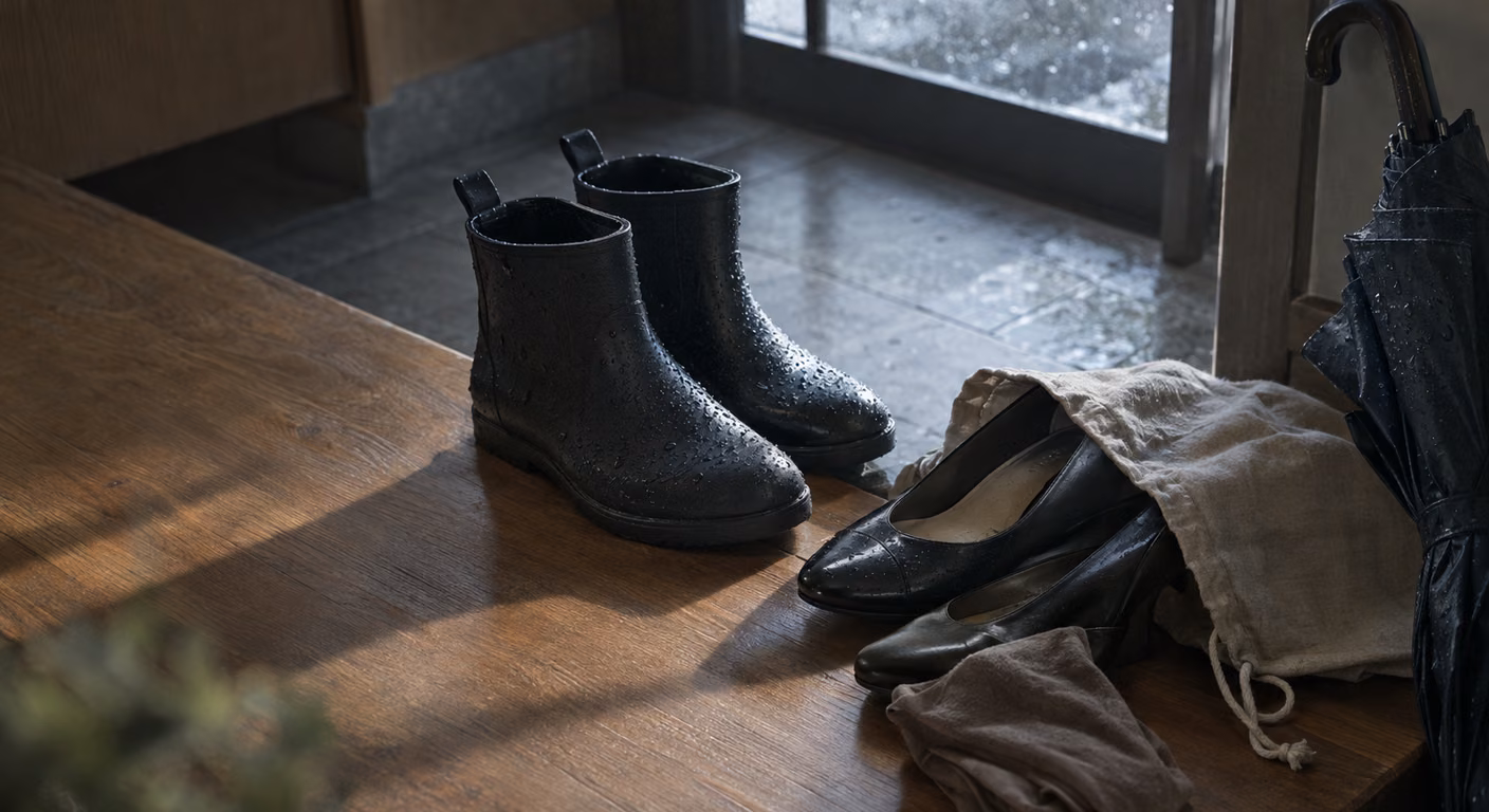 雨の日の靴 女性|結婚式・法事・面接の日は、行きと中で2足に分ける