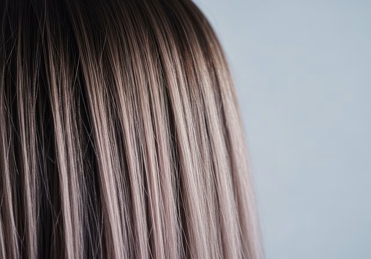 アッシュブラウンとラベンダーアッシュのクールな髪色、ブルベ夏の代表ヘアカラー