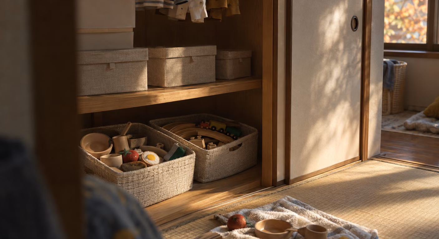 クローゼットのおもちゃ収納｜箱は子どもが1回で出す量で分ける
