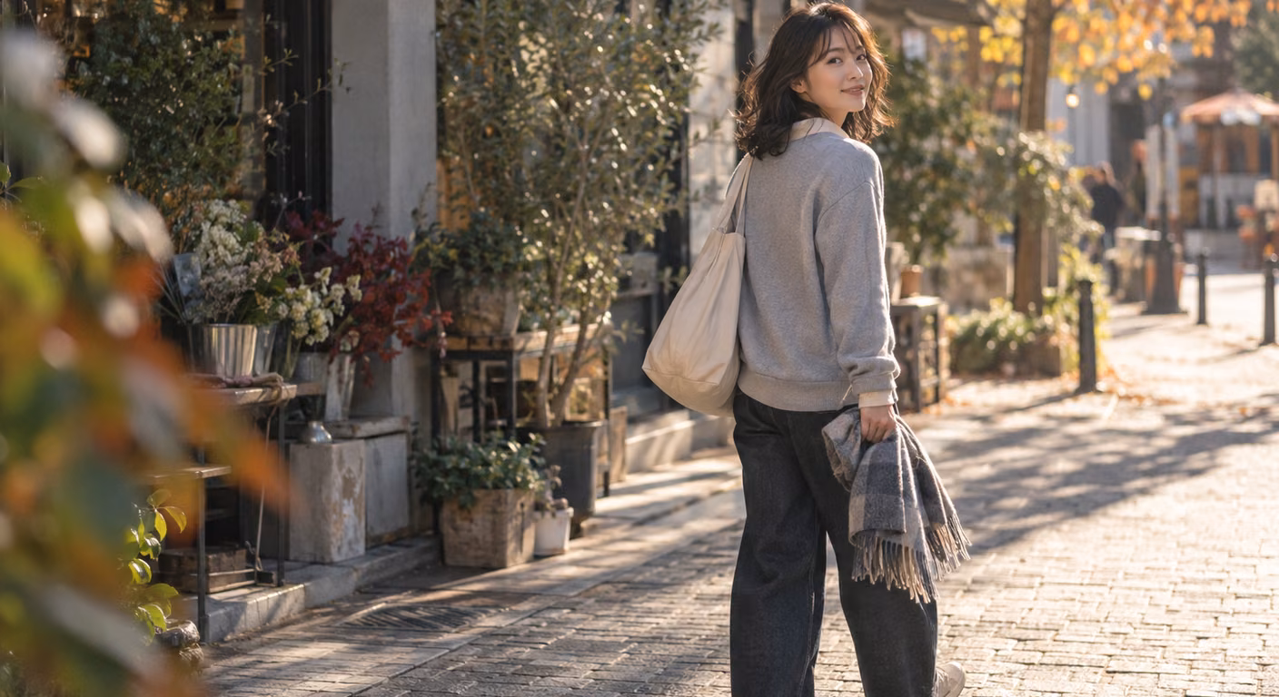 顔タイプフェミニンのカジュアル|秋服で崩す軸は2つまで