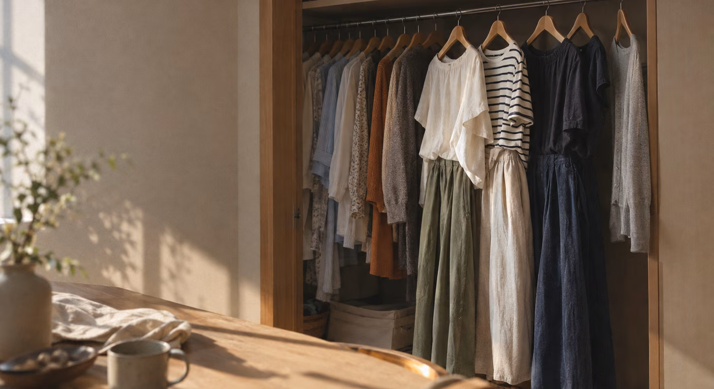 服選びに疲れた|夏物と秋物が同じ棚にある時期は、朝の候補を3着に