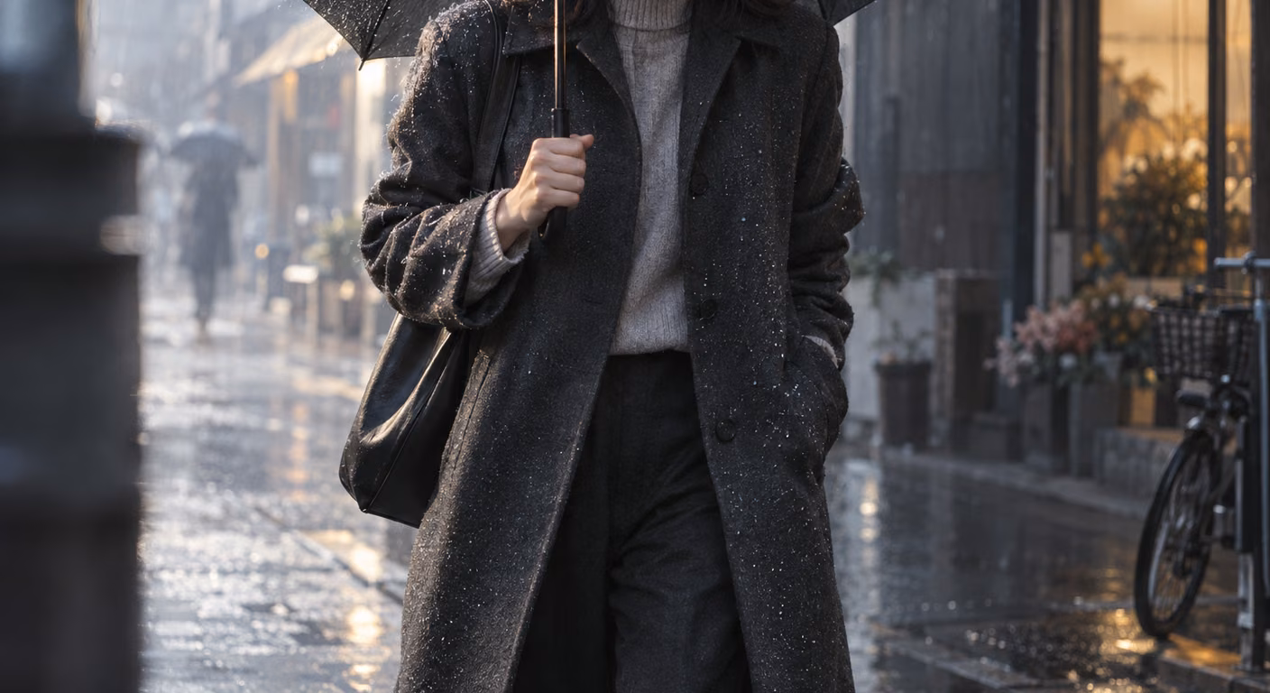 冬の雨の日の服装｜10度以下の冷たい雨は、上着の表地と足首で選ぶ