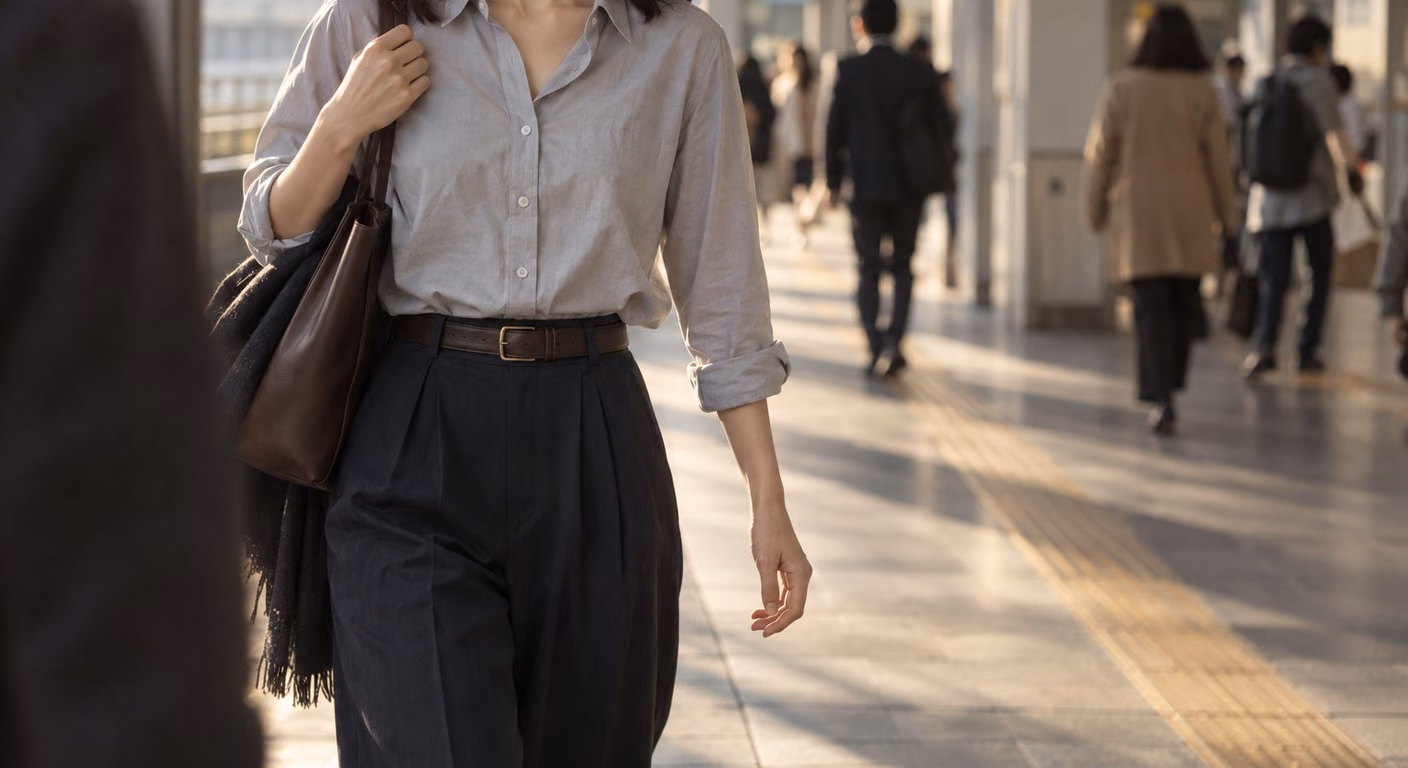 グレーのシャツコーデ｜グレーの濃さで、下に合う色が変わる