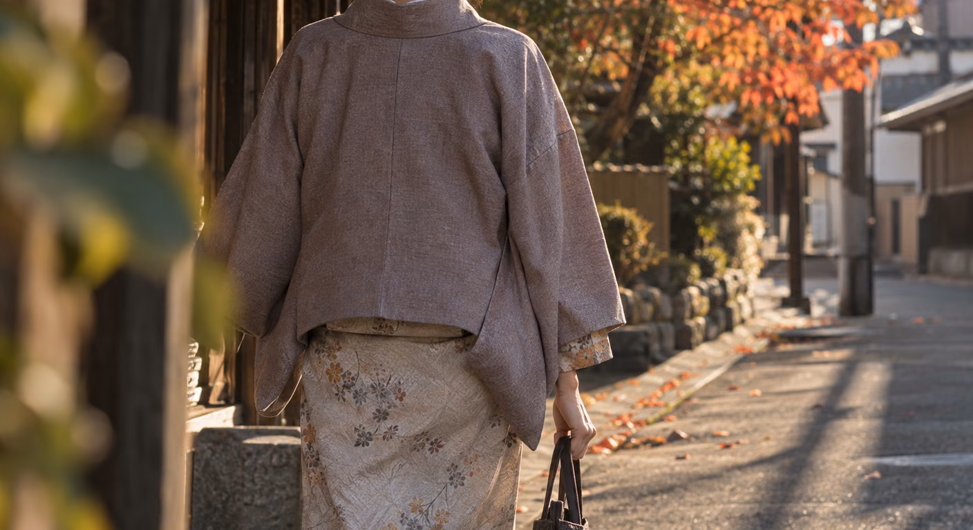 半幅帯 変わり結び 大人｜秋の着物は、羽織の下に収まる厚みで選ぶ