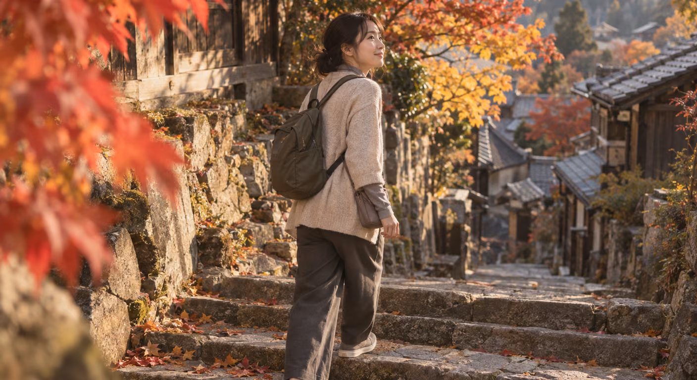 一人旅の服装|秋は、荷物を自分で持ち上げる回数と夜の店で決める