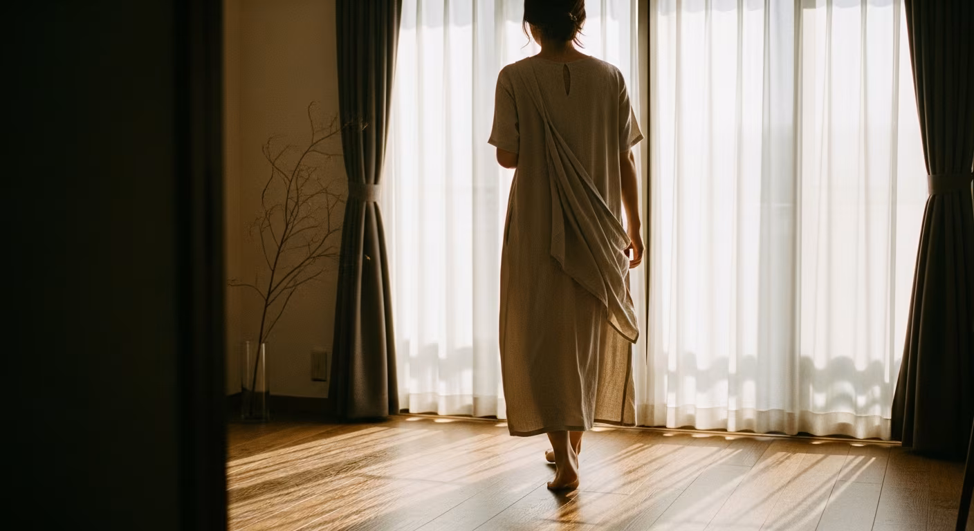 アロマを大切にする上品な装いの女性