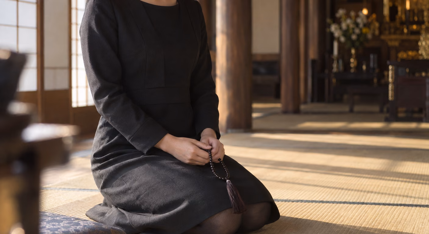 法事の服装 女性｜正座する座敷では、座った裾と脱いだ足元で選ぶ