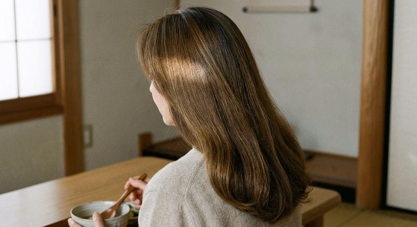 イエベ春の髪色【50代】|暖色の上限は8トーン。決めるのは染めて2週目の根元