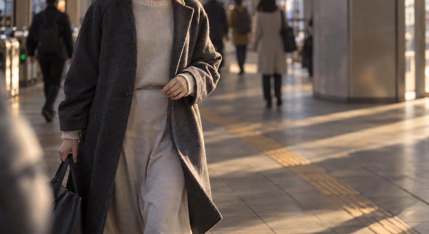 いかり肩に似合うコート｜肩の縫い目と袖付けを肩先からの距離で選ぶ