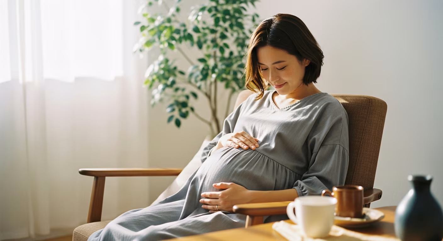 産後復職前の女性が、上質なジャケットを手にとる静かな朝