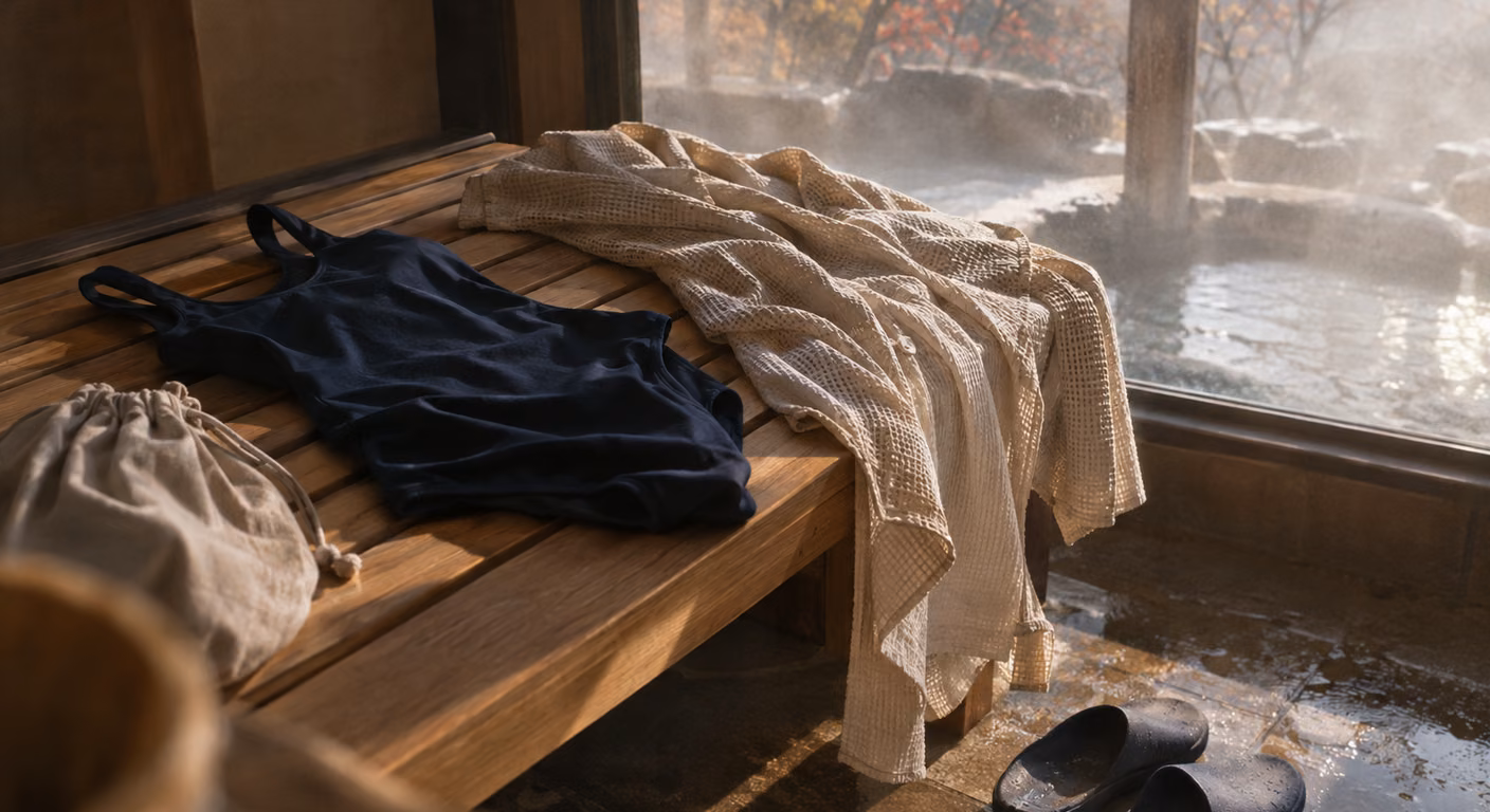 水着で入る温泉の服装|浸かる時間と歩く距離で、水着と上の一枚を選ぶ