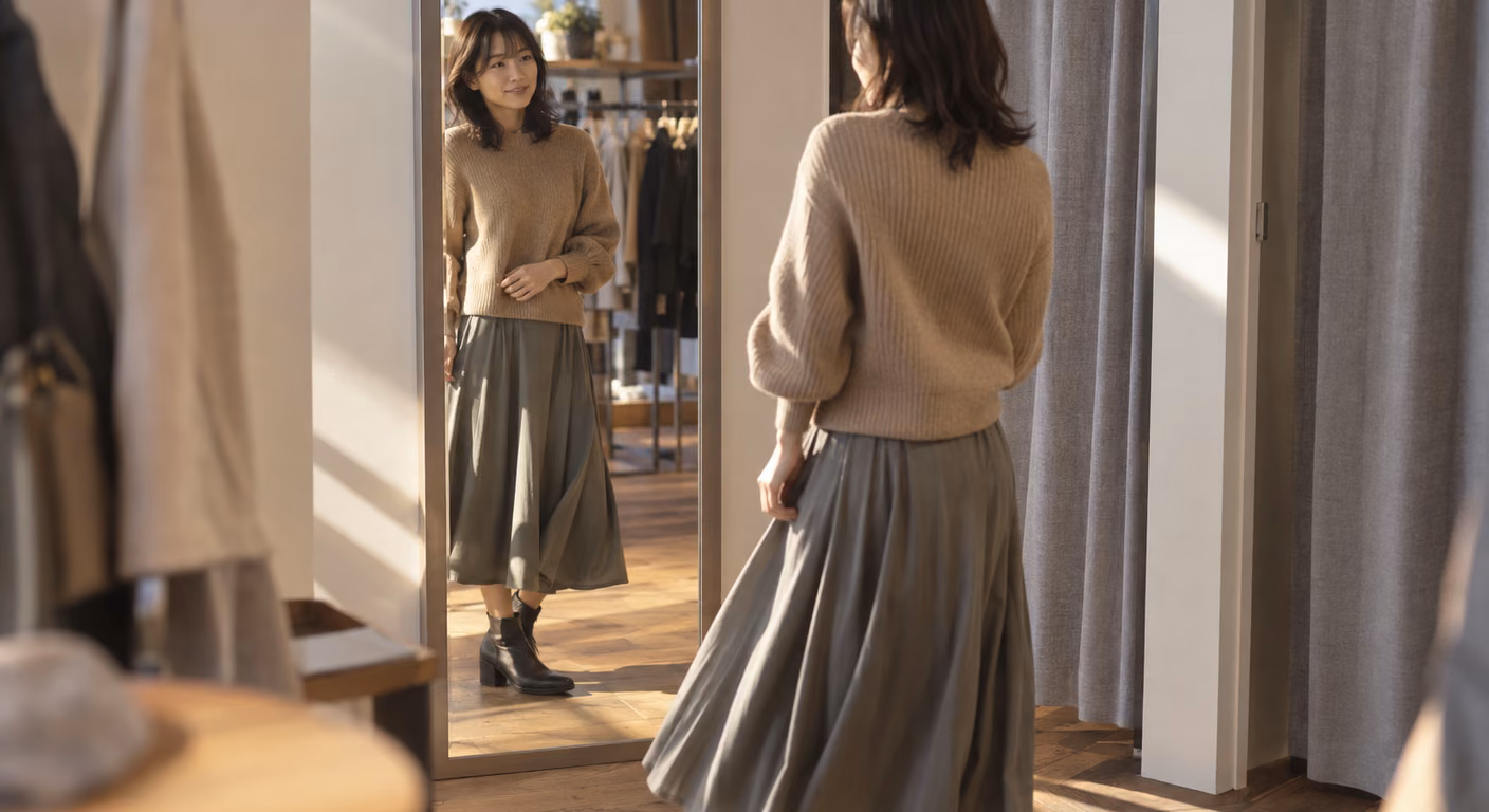 似合う服の見分け方|試着室で顔か服か、先に目が行く方で軸を探す