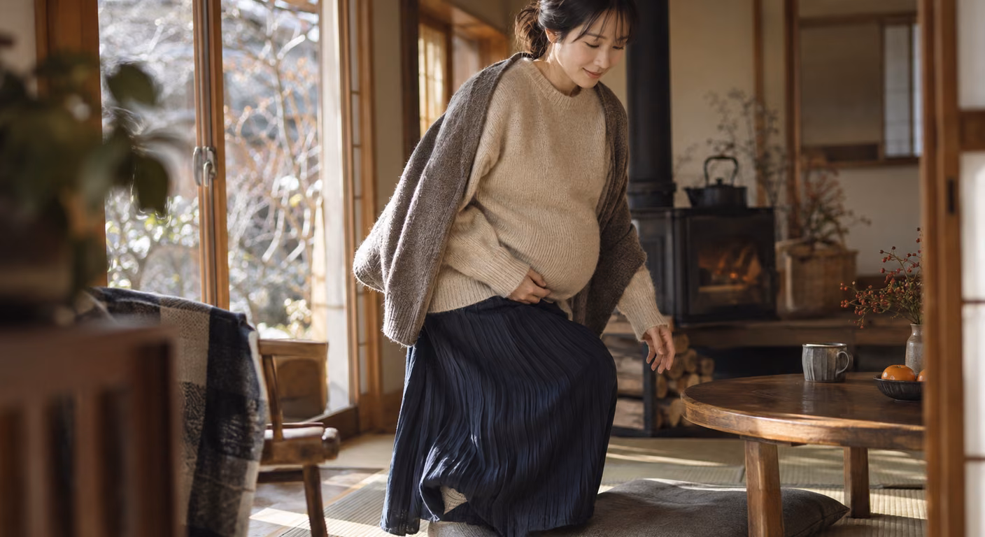 妊婦の冬の帰省の服装｜座る・立つ・台所に入るで選ぶ