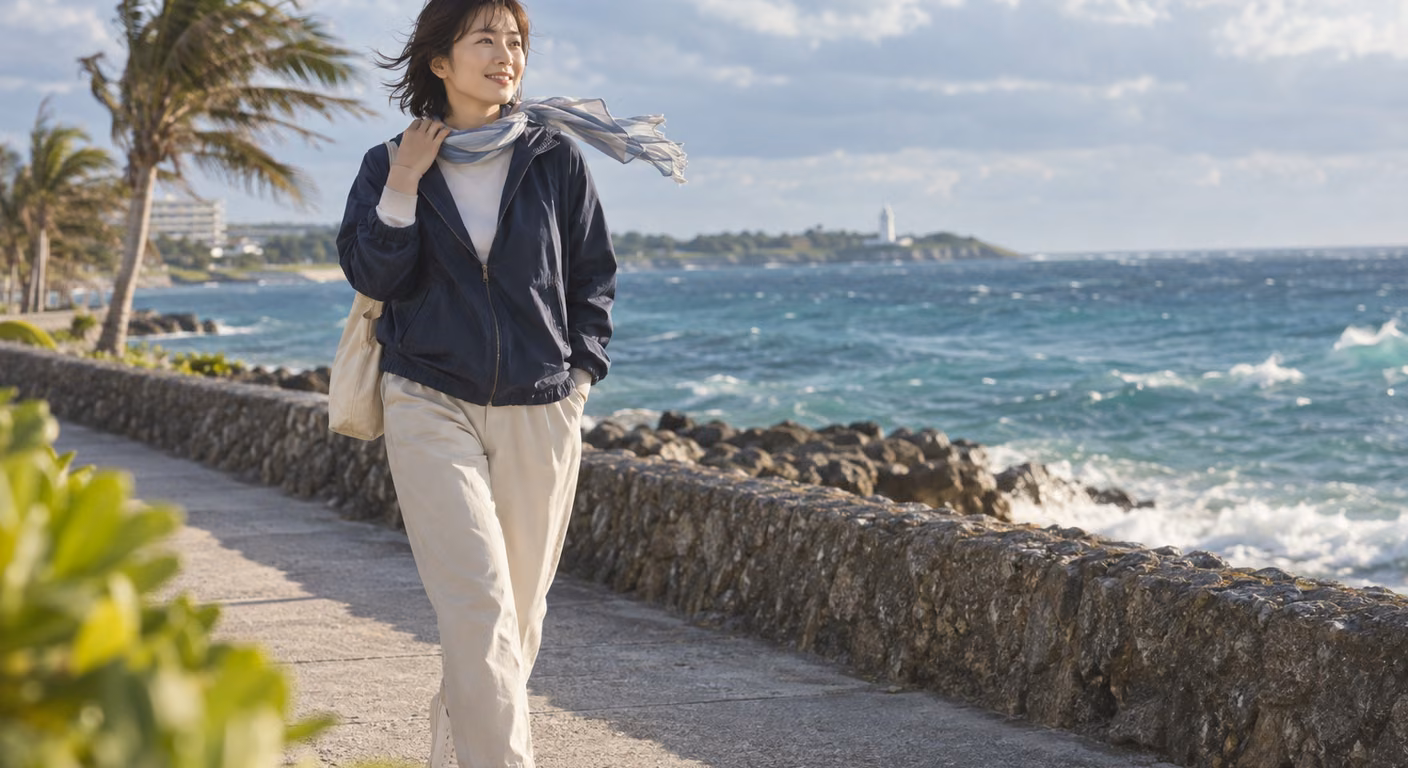 冬の沖縄の服装｜北風の日と南風の日で、羽織りと足元を選ぶ