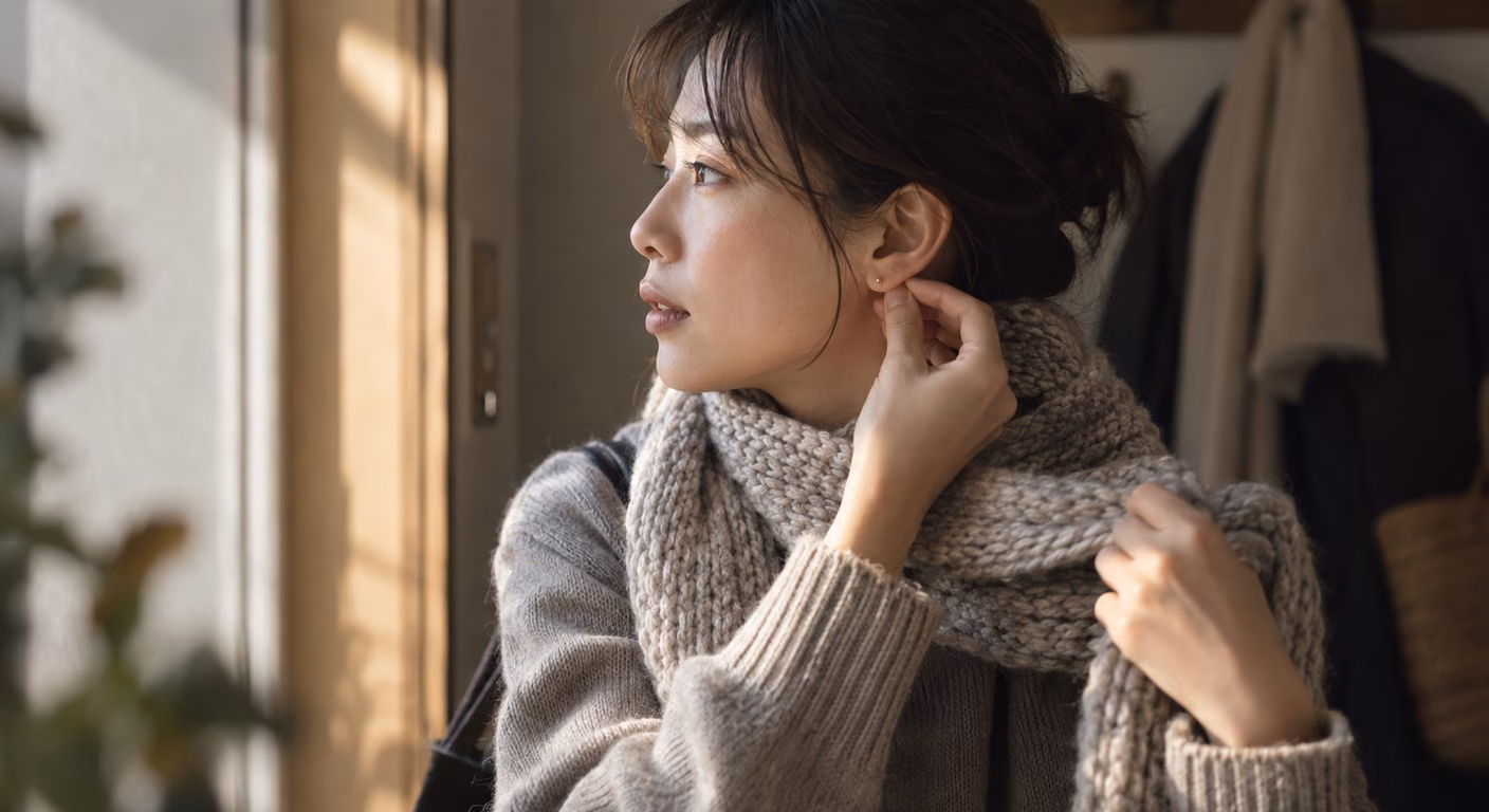 秋冬のピアス｜ニットとマフラーに引っかかる形は、先端の向きで見分ける