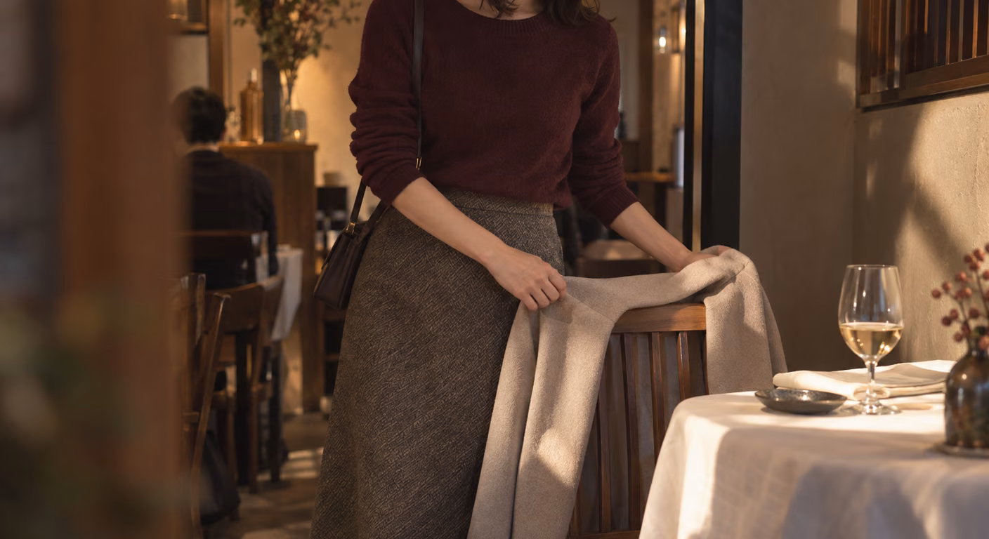 レストランの服装｜秋冬のディナーは、コートの置き場と座る椅子で決める