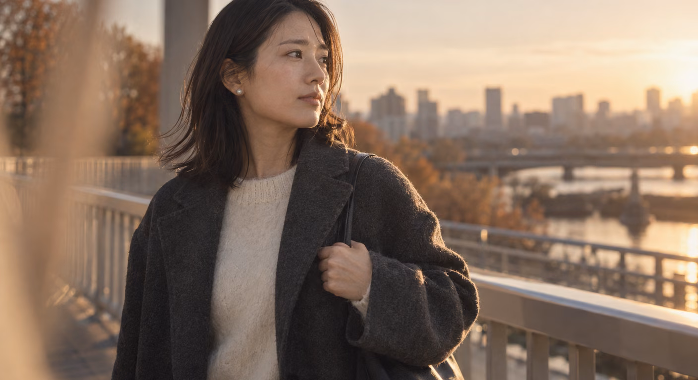凛々しい顔に似合う服｜秋冬は甘さを置く1か所を、予定で決める