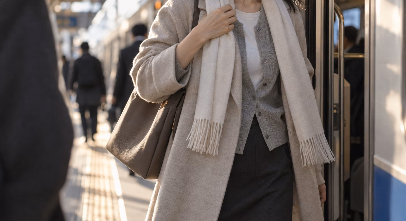 初冬コーデ|暖房で暑く外で寒い日は、前を開けられる1枚を中に足す