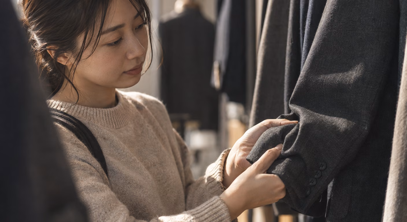 スーツの生地 女性｜秋冬の1着は握ったしわの戻り方で選ぶ