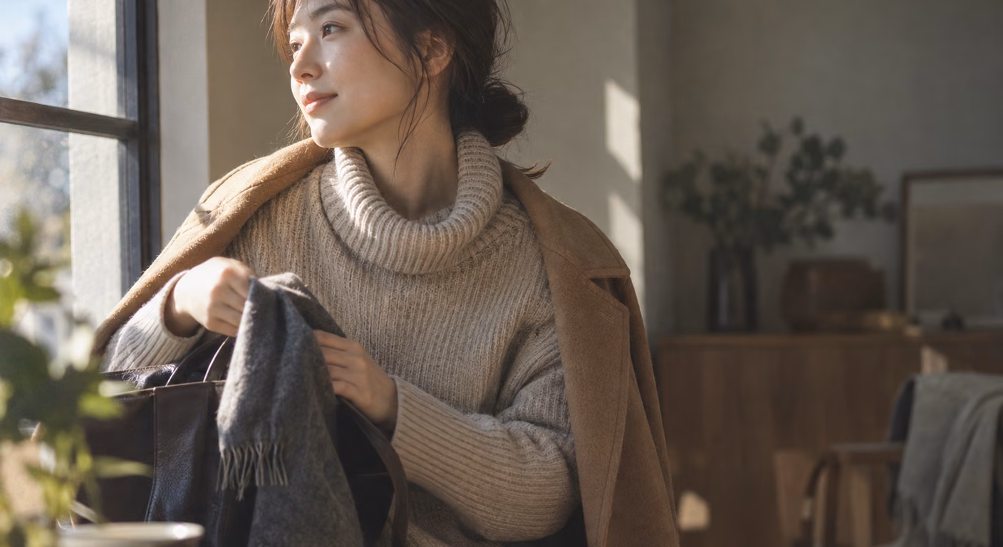 卵型の顔に似合う服｜秋冬の襟は、あご先の角度と顔の縦横比で選ぶ