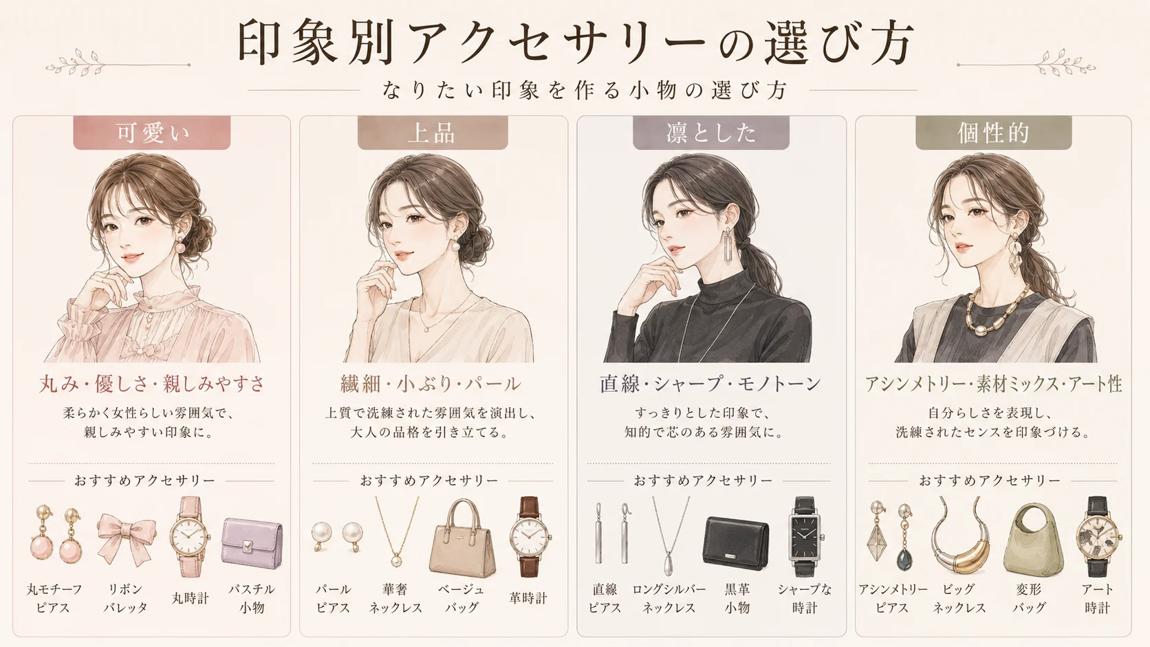 骨格ナチュラル×ソフトエレガント×フレッシュ中間|抜け感ある清潔感の装い