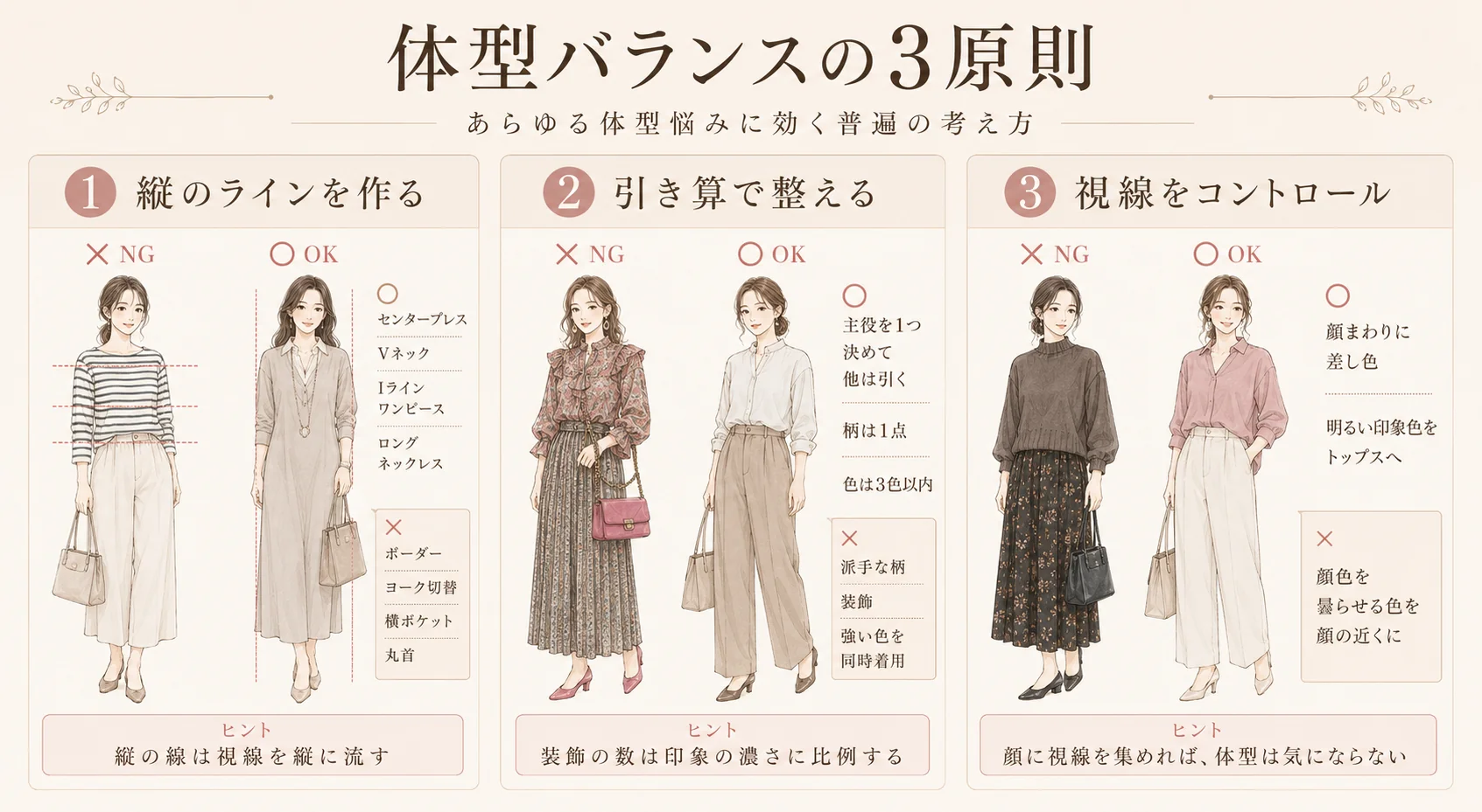 ボディバランス3原則。重心・縦比・面積の整え方を1枚に集約