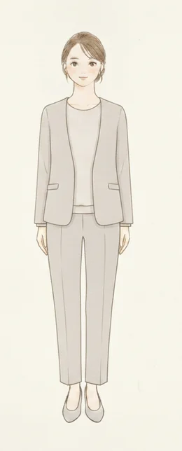 肩の縫い目が肩先にちょうど乗ったジャケットのコーディネートのイラスト