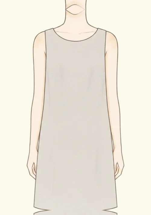 肩から裾に向かってまっすぐ広がるAラインワンピースのイラスト
