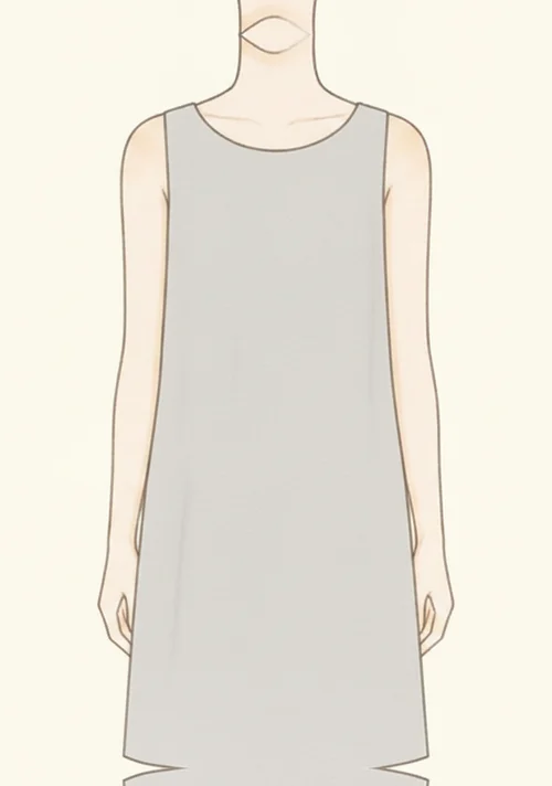 体に沿ってまっすぐ落ちるシフトワンピースのイラスト