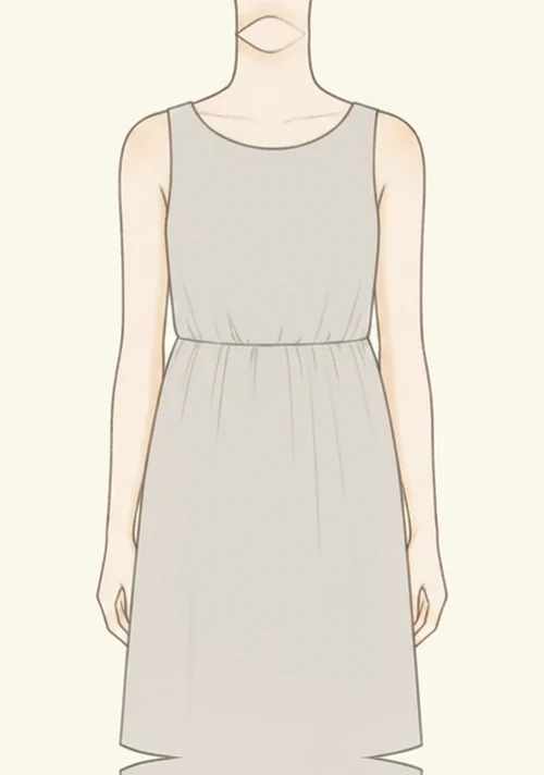 胸のすぐ下に切り替えがあるエンパイアワンピースのイラスト