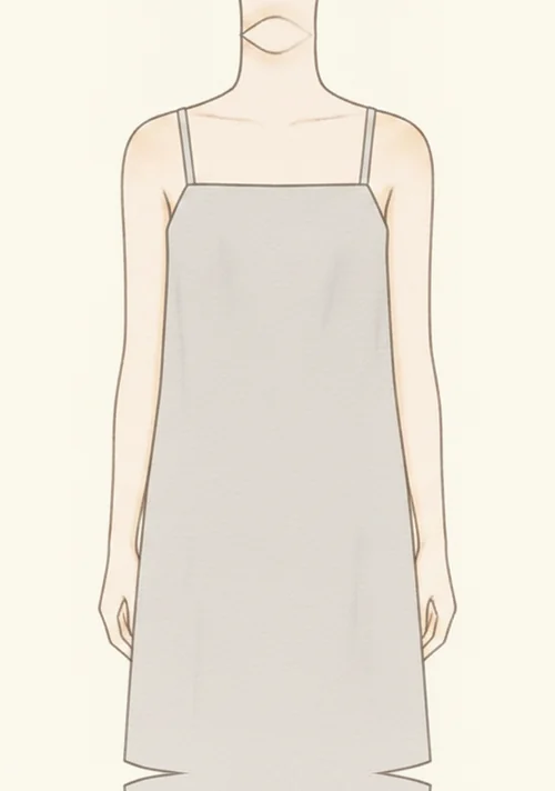 細い肩ひもで吊るすキャミワンピースのイラスト