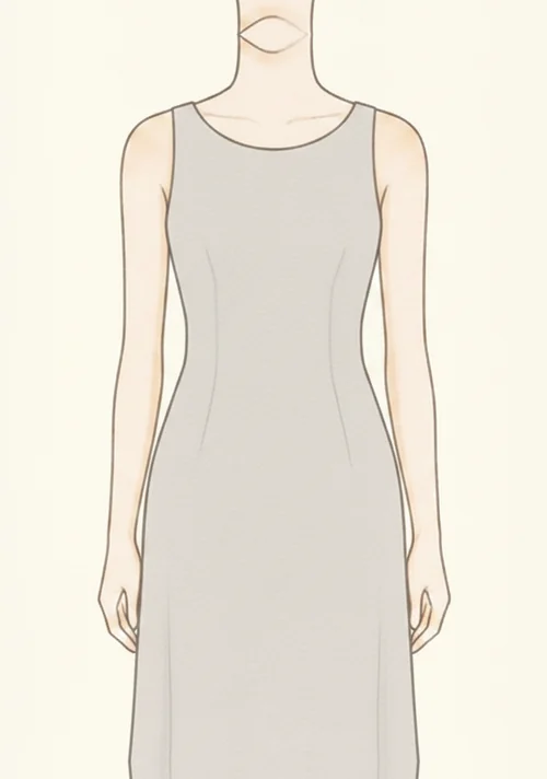 床まで届く丈の長いイブニングドレスのイラスト