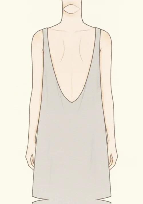 背中が大きく開いたバックシャンドレスを後ろから見たイラスト