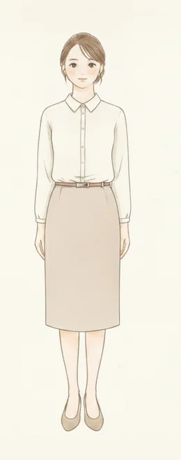 しわのないブラウスと細身のスカートを合わせたきれいめコーディネートのイラスト