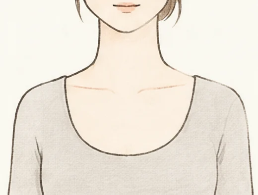 縦に深い丸を描いて開いたUネックのイラスト