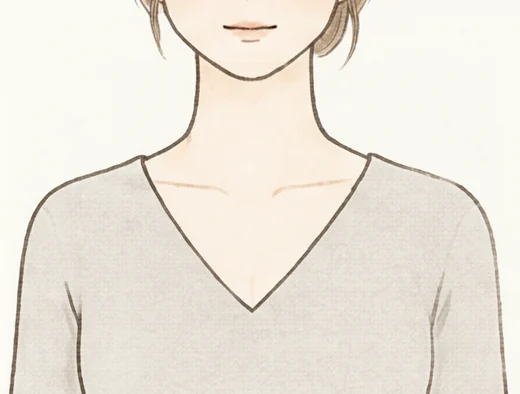 直線で三角に開いたVネックのイラスト