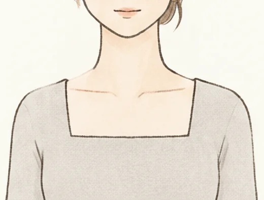 四角く水平に開いたスクエアネックのイラスト