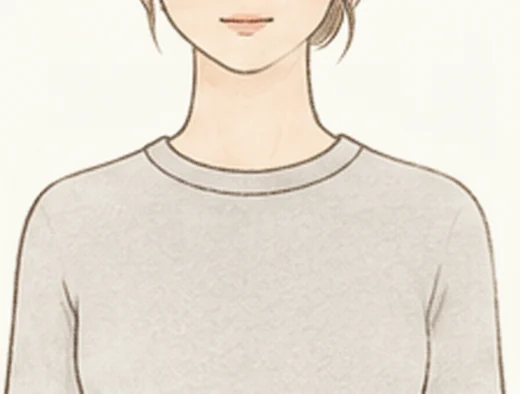 首に沿って浅く開いたクルーネックのイラスト