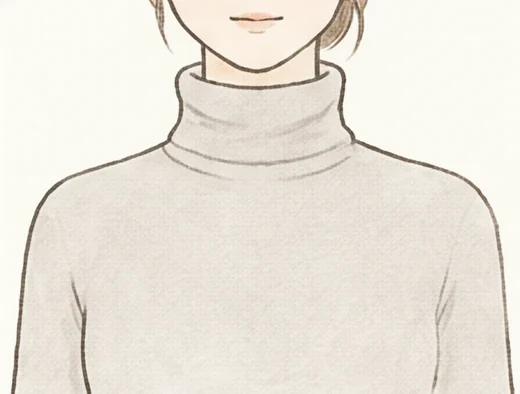 折り返して二重に立ち上がったタートルネックのイラスト
