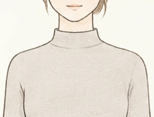 首元がまっすぐ立ち上がったハイネックのイラスト