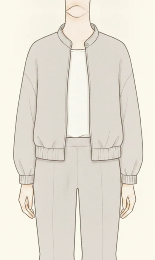 裾と袖口をリブで絞った短いブルゾンのイラスト