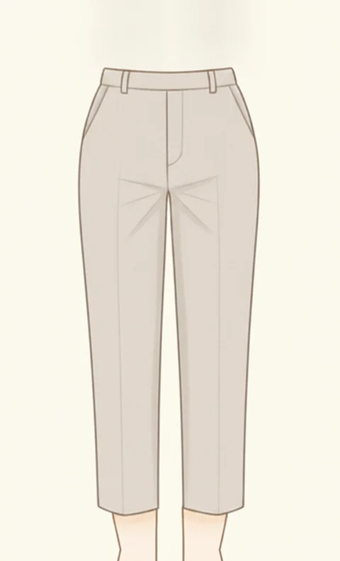 腰から裾まで同じ幅でまっすぐ落ちるストレートパンツのイラスト
