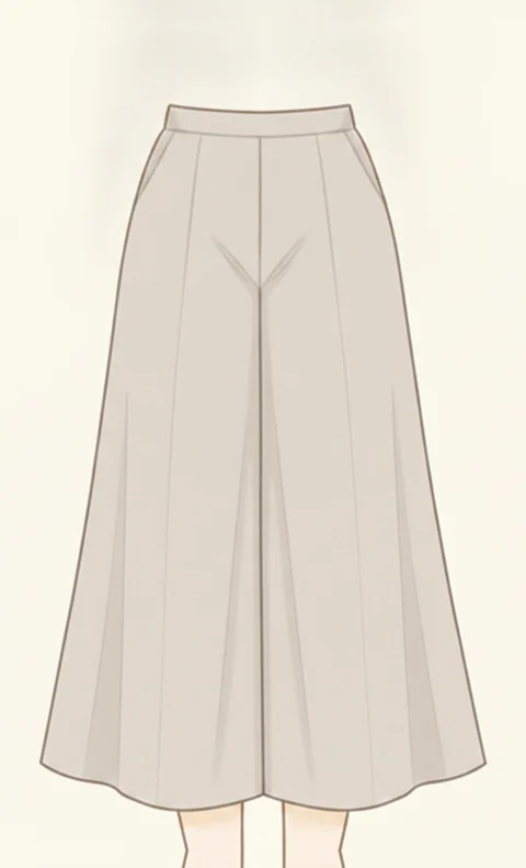 スカートに見えるほど幅の広いスカンツのイラスト