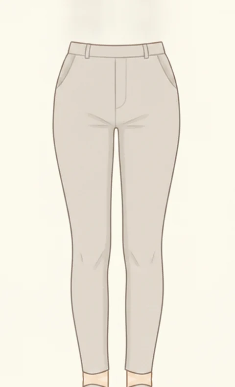 脚の形に沿って細く仕上げたスキニーパンツのイラスト